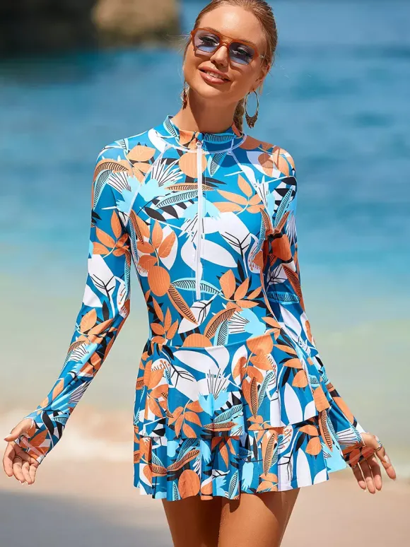 Ensemble deux pièces à jupe et manches longues anti-UV