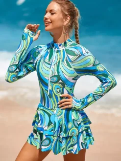 Ensemble deux pièces à jupe et manches longues anti-UV