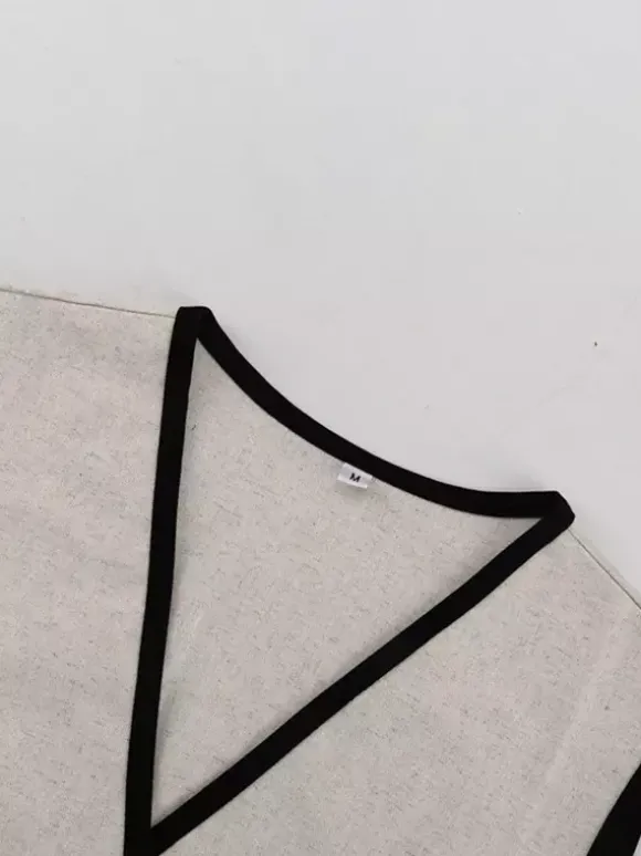 Ensemble deux pièces kaki chic streetwear en coton jupe sans manches à col V