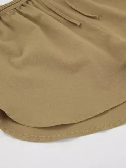 Ensemble deux pièces kaki streetwear en lin à col rabattu et manches longues et pantalon