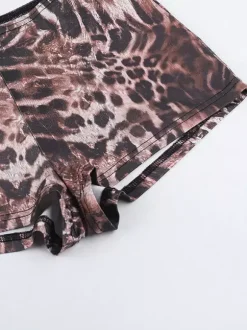 Ensemble deux pièces léopard décontracté imprimé léopard sans bretelles manches longues pantalon