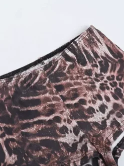 Ensemble deux pièces léopard décontracté imprimé léopard sans bretelles manches longues pantalon