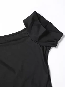 Ensemble deux pièces noir sexy pour femme - Body dos nu à col montant et jupe longue - Soirée d'été 2026