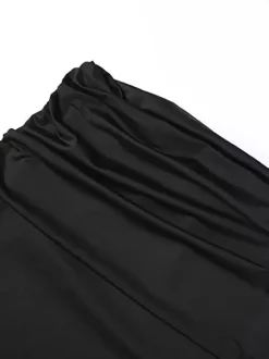 Ensemble deux pièces noir sexy pour femme - Body dos nu à col montant et jupe longue - Soirée d'été 2026