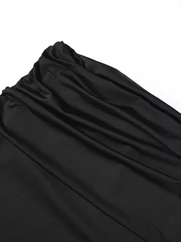 Ensemble deux pièces noir sexy pour femme - Body dos nu à col montant et jupe longue - Soirée d'été 2026