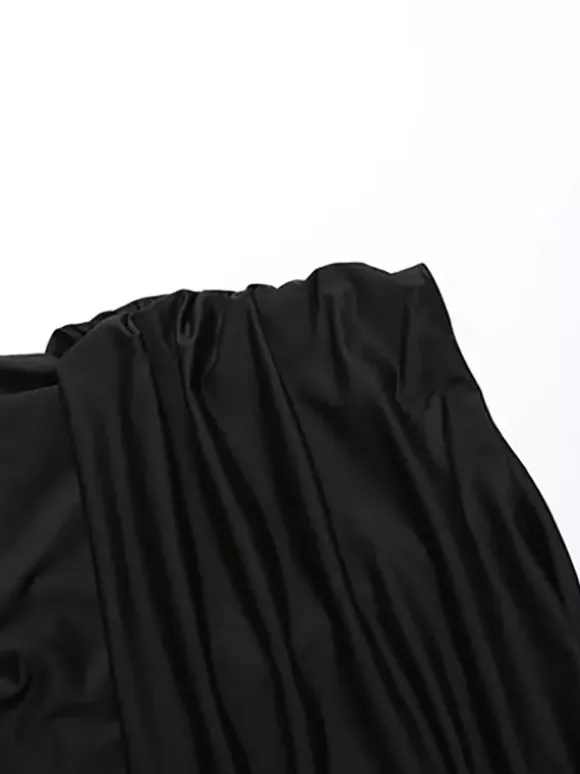 Ensemble deux pièces noir sexy pour femme - Body dos nu à col montant et jupe longue - Soirée d'été 2026