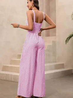 Ensemble deux pièces : pantalon et robe sans manches bleu chic style resort découpes et coupe flatteuse.
