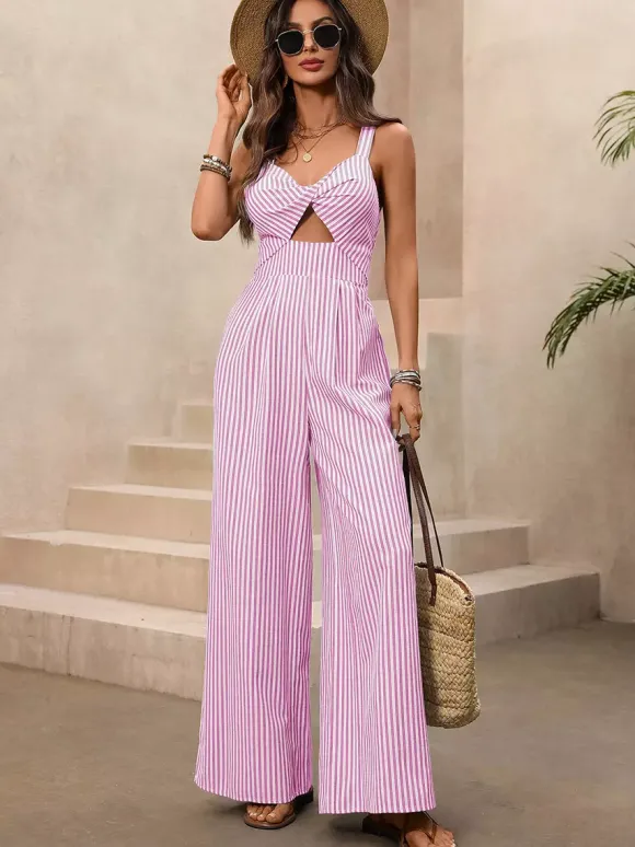 Ensemble deux pièces : pantalon et robe sans manches bleu chic style resort découpes et coupe flatteuse.