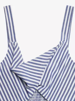 Ensemble deux pièces : pantalon et robe sans manches bleu chic style resort découpes et coupe flatteuse.