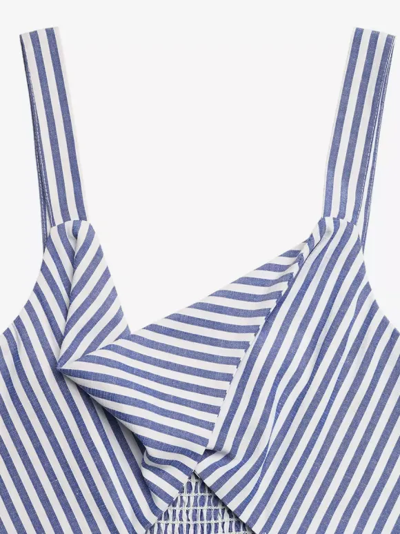 Ensemble deux pièces : pantalon et robe sans manches bleu chic style resort découpes et coupe flatteuse.