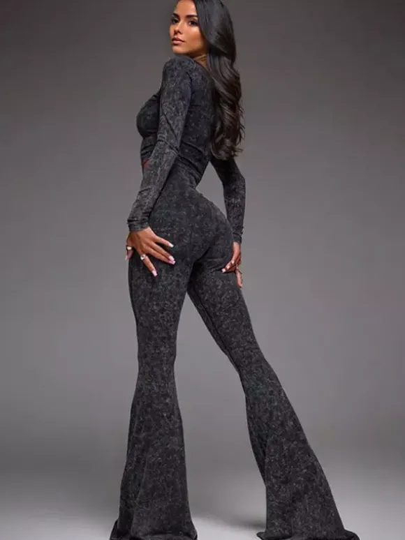 Ensemble deux pièces pour filles sexy haut court zippé à col montant et pantalon évasé tenue printemps 2026