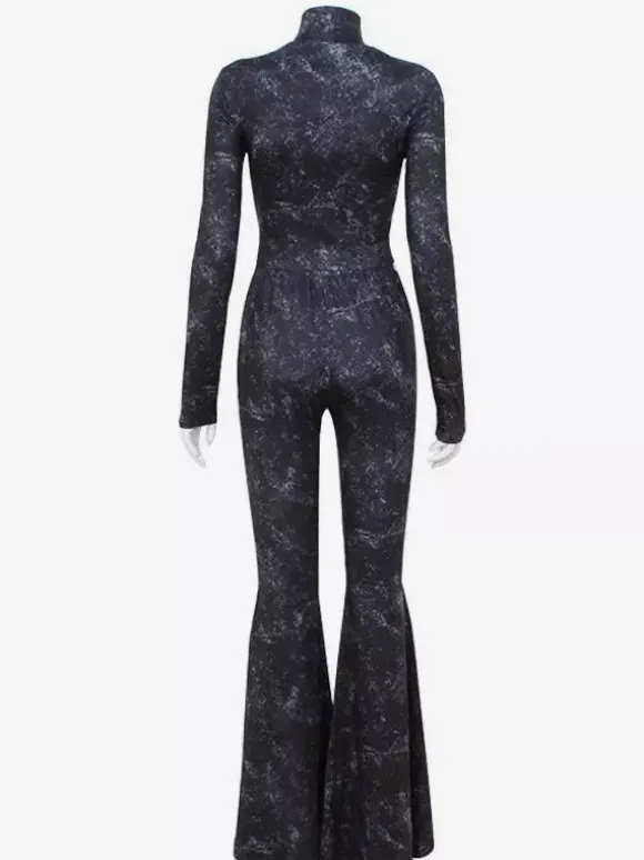 Ensemble deux pièces pour filles sexy haut court zippé à col montant et pantalon évasé tenue printemps 2026