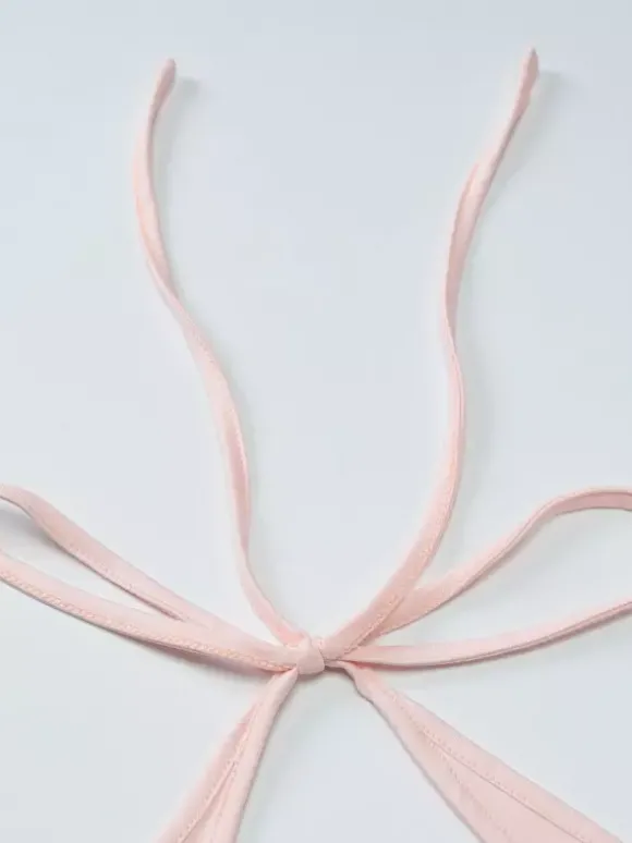 Ensemble deux pièces rose chic plissé jupe dos nu sans manches