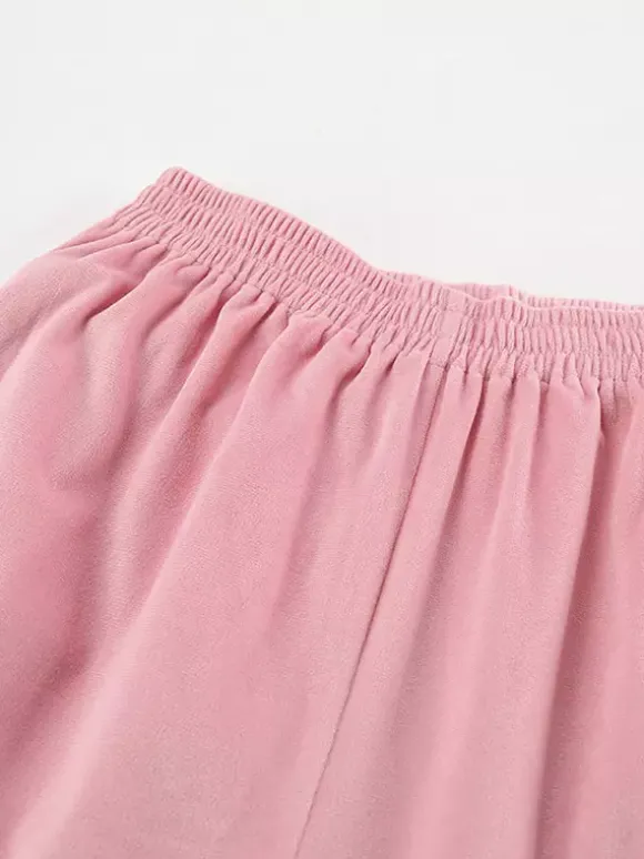 Ensemble deux pièces rose décontracté style streetwear col rabattu manches longues et pantalon