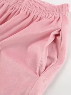 Ensemble deux pièces rose décontracté style streetwear col rabattu manches longues et pantalon