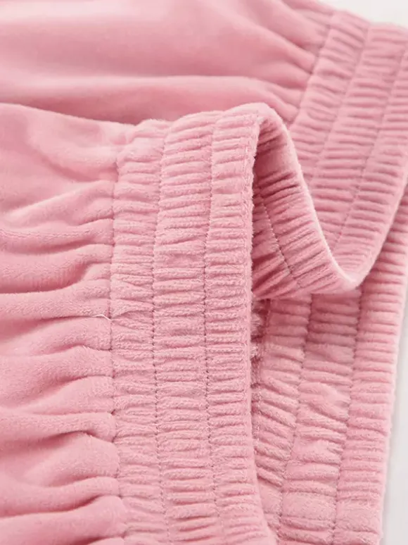 Ensemble deux pièces rose décontracté style streetwear col rabattu manches longues et pantalon