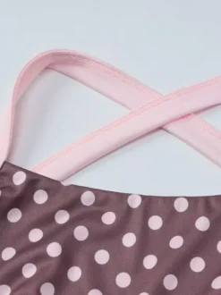Ensemble deux pièces rouge à pois décontracté au quotidien bretelles col sans manches pantalon chic