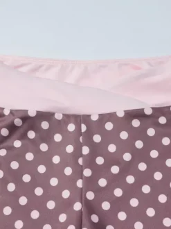 Ensemble deux pièces rouge à pois décontracté au quotidien bretelles col sans manches pantalon chic