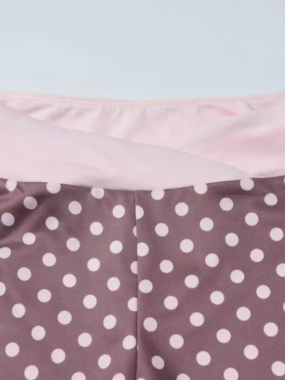 Ensemble deux pièces rouge à pois décontracté au quotidien bretelles col sans manches pantalon chic