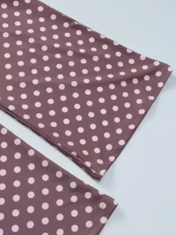 Ensemble deux pièces rouge à pois décontracté au quotidien bretelles col sans manches pantalon chic