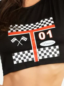 Ensemble haut et jupe sexy de pilote de course en polyester