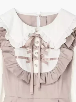 Ensemble Lolita à manches longues et à lacets short à volants