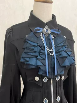 Ensemble Lolita Prince Ouji Noir à Manches Longues et Volants Gothiques