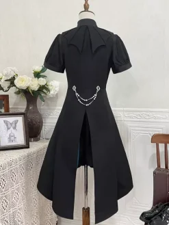 Ensemble Lolita Prince Ouji Noir à Manches Longues et Volants Gothiques