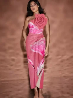 Ensemble maillot de bain deux pièces à imprimé floral pour femme - Monokini 3D à fleurs avec jupe paréo maxi - Collection été 2026