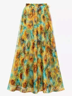 Ensemble maillot de bain jaune sexy à imprimé floral asymétrique et décolleté asymétrique