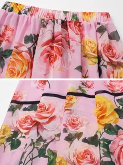 Ensemble maillot de bain rose sexy à imprimé floral asymétrique et décolleté asymétrique