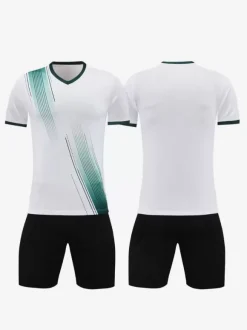 Ensemble Maillot De Football Respirant Homme Sport Flocage Personnalisé Vert Noir