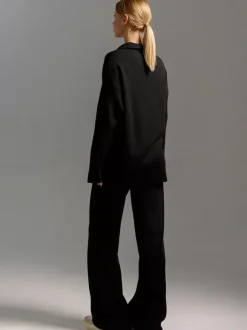 Ensemble Pantalon Manches Longues Noir Style En Route Décontracté