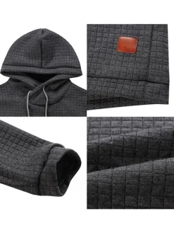 Ensemble 2 pièces de vêtements de sport pour hommes manches longues à capuche gris clair tenue de sport