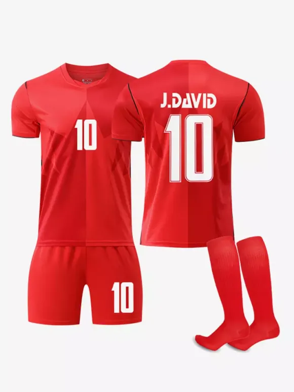 Ensemble 3 pièces maillot domicile rouge à manches courtes du Canada 2026 n° 19 Davies et n° 10 David