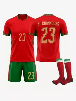 Ensemble 3 pièces maillot domicile de l'équipe nationale du Maroc 2026 (Hakimi n°2 Brahim Díaz n°10) pour adultes et enfants