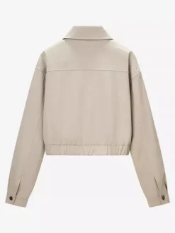 Ensemble 2 pièces : pantalon blanc plissé en polyester col rabattu manches longues.