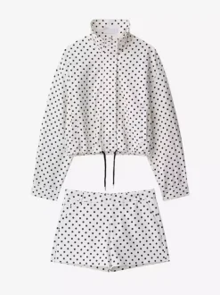 Ensemble 2 pièces à pois pour femme - Veste courte décontractée et short - Collection streetwear printemps 2026