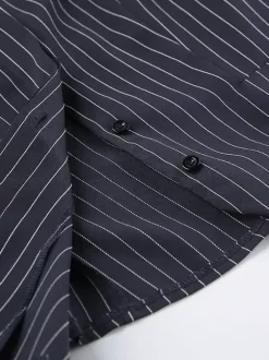 Ensemble robe blazer à fines rayures et tailleur jupe pour femme - Bleu marine chic col foulard coupe ajustée - Collection printemps 2026