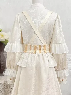 Ensemble robe Lolita Ouji Prince blanche à volants et dentelle manches longues