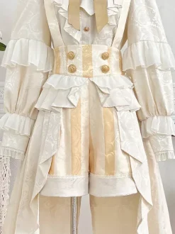 Ensemble robe Lolita Ouji Prince blanche à volants et dentelle manches longues