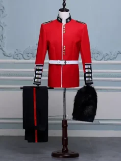 Ensemble rétro rouge pour hommes élégant manches longues costume machaon Performance vêtements de danse