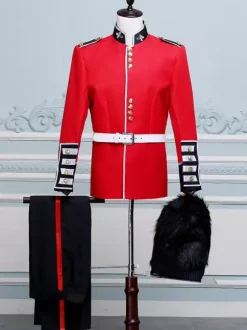 Ensemble rétro rouge pour hommes élégant manches longues costume machaon Performance vêtements de danse