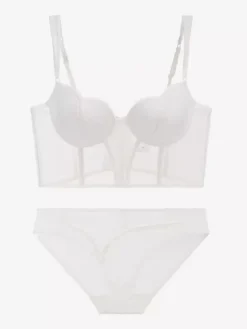 Ensembles de lingerie 2 pièces soutien-gorge et culotte blancs découpés