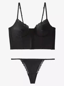 Ensembles de lingerie 2 pièces en dentelle noire : soutien-gorge et culotte