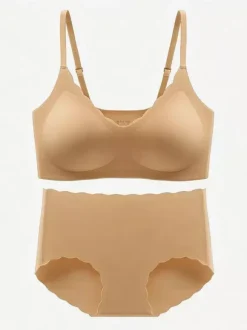 Ensembles de lingerie nuptiale nude 2 pièces sans coutures (soutien-gorge et culotte)