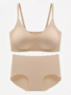 Ensembles de lingerie nuptiale nude 2 pièces sans coutures (soutien-gorge et culotte)