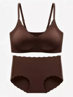 Ensembles de lingerie nuptiale nude 2 pièces sans coutures (soutien-gorge et culotte)