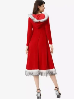 Ensembles de Noël Robe rouge Bloc Costumes Déguisement Noël