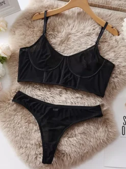 Ensembles de soutien-gorge et culotte en polyester argenté lingerie sexy pour adultes